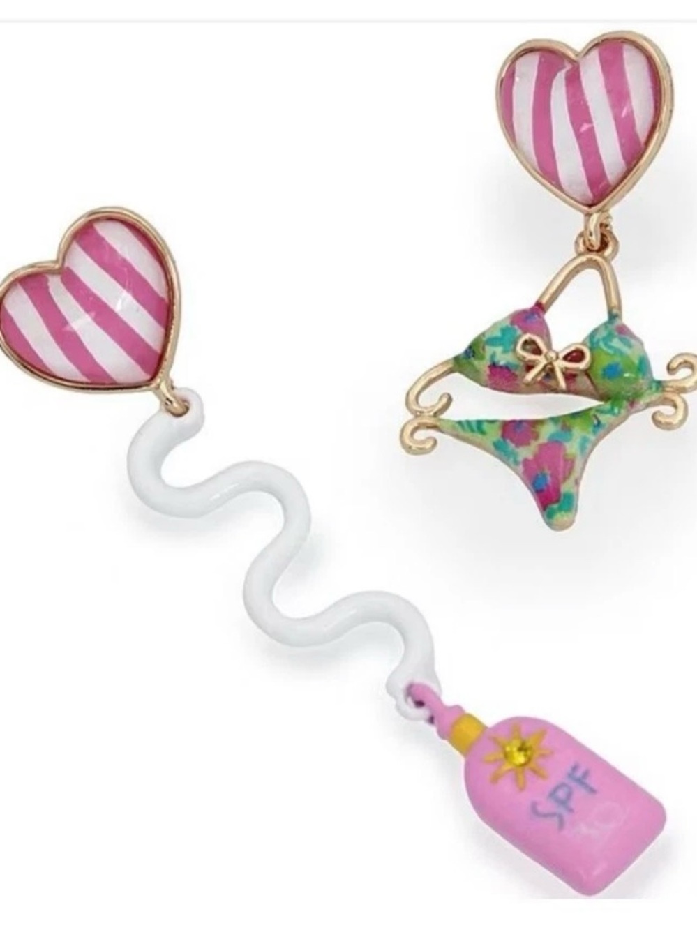 New Betsey Johnson Faux Stone Bikini Sunscreen Mismatch Earrings